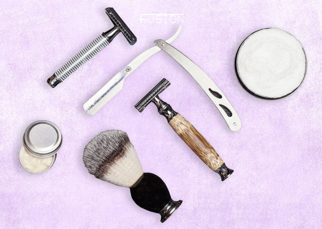 herramientas para el afeitado clasico collage fusion