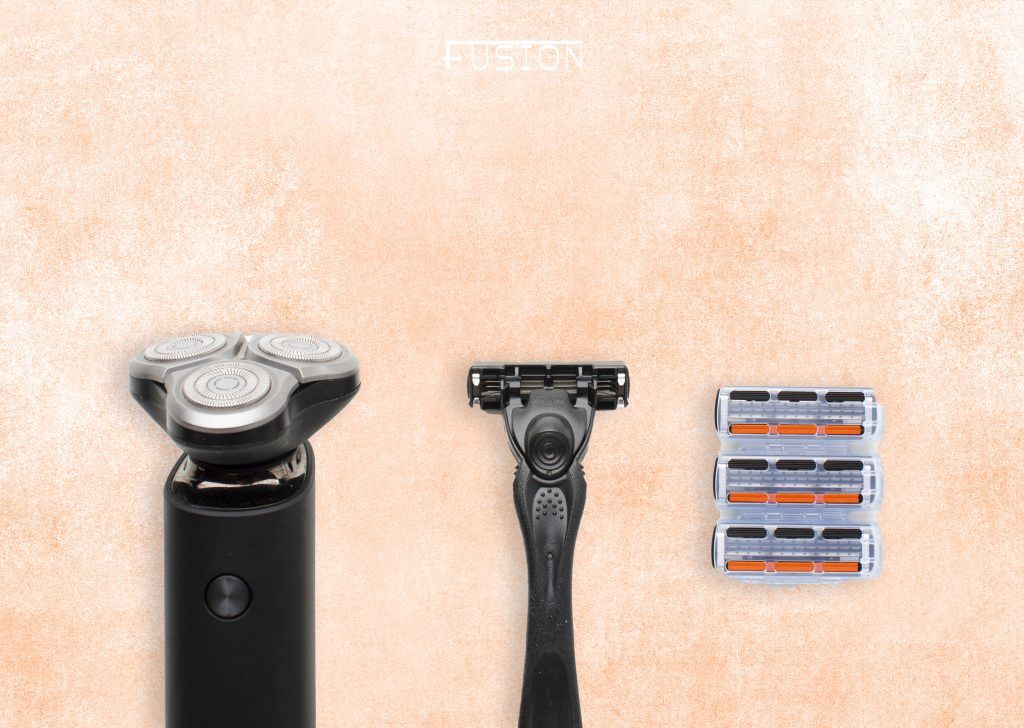herramientas para el afeitado moderno collage fusion